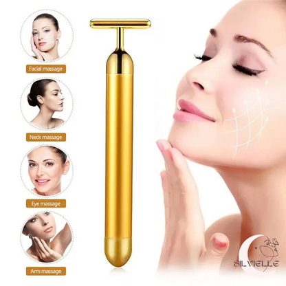 24K Gold Beauty Bar – Waterproof Electric Face & Eye Massager Roller for Firming & Puffiness