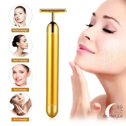 24K Gold Beauty Bar – Waterproof Electric Face & Eye Massager Roller for Firming & Puffiness