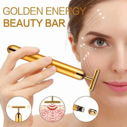 24K Gold Beauty Bar – Waterproof Electric Face & Eye Massager Roller for Firming & Puffiness
