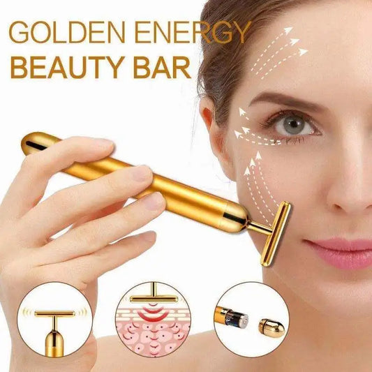24K Gold Beauty Bar – Waterproof Electric Face & Eye Massager Roller for Firming & Puffiness