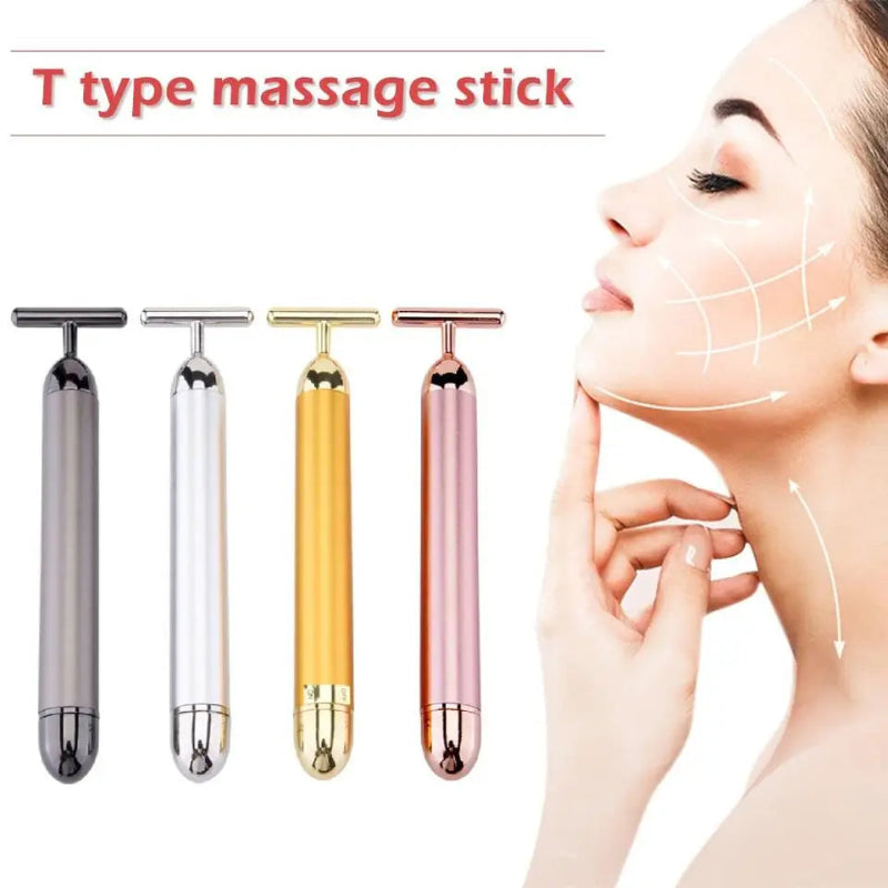 24K Gold Beauty Bar – Waterproof Electric Face & Eye Massager Roller for Firming & Puffiness