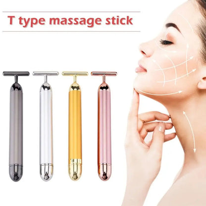 24K Gold Beauty Bar – Waterproof Electric Face & Eye Massager Roller for Firming & Puffiness