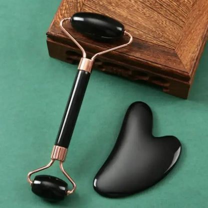 Natural Beeswax Gua Sha & Roller Set – 2-in-1 Facial Massager
