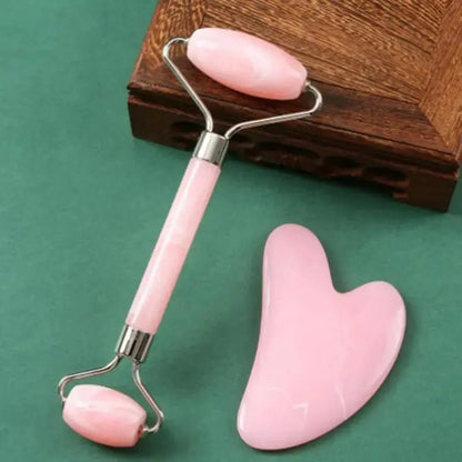 Natural Beeswax Gua Sha & Roller Set – 2-in-1 Facial Massager