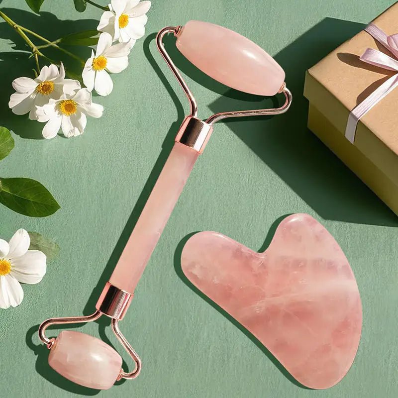 Natural Beeswax Gua Sha & Roller Set – 2-in-1 Facial Massager