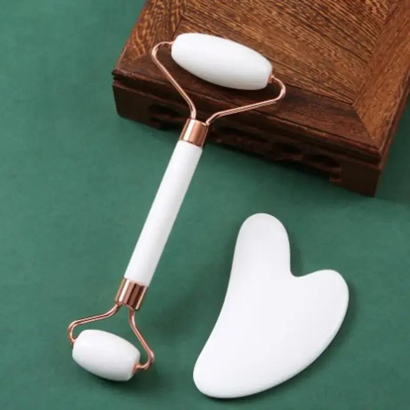 Natural Beeswax Gua Sha & Roller Set – 2-in-1 Facial Massager